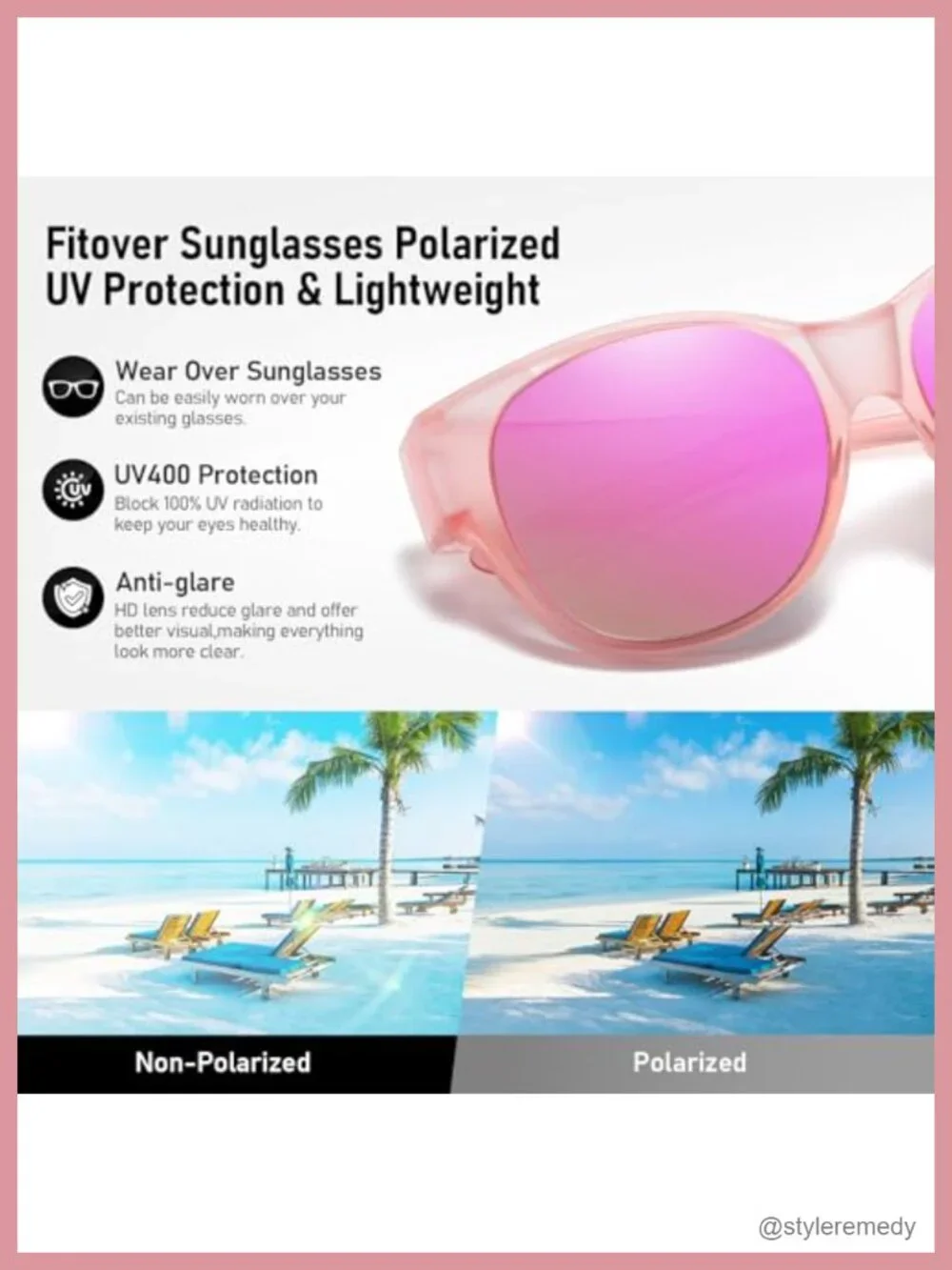 Fit Over Glasses Sunglasses Cat Eye Polarized UV Protection for Women